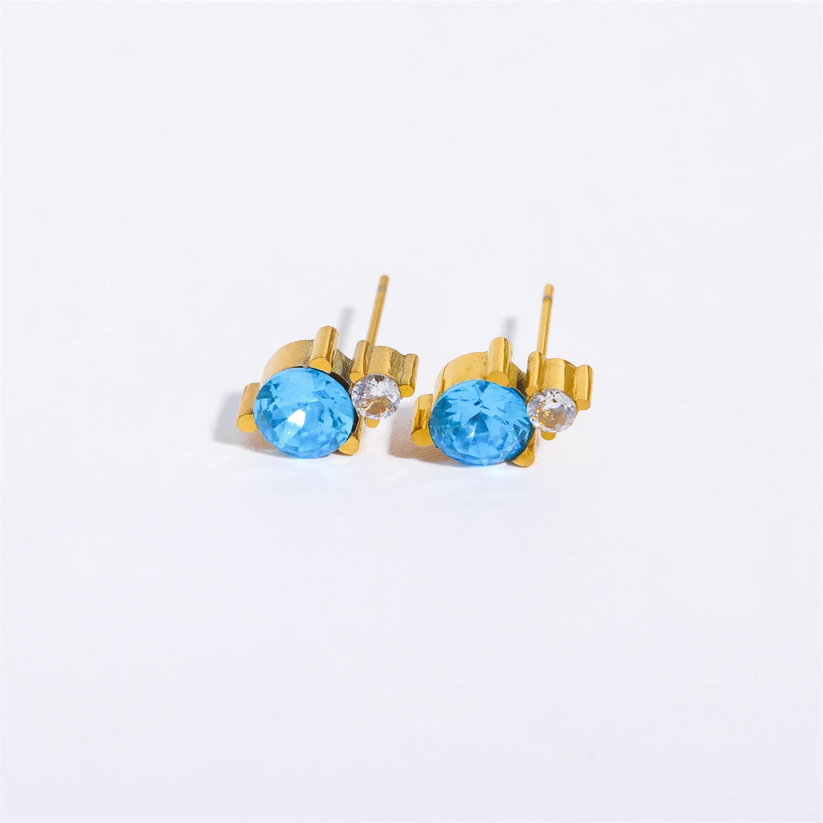 2pc Stainless Steel Cubic Zircon Minimal Birthstone Earrings for Women 12 Zodiac Signs Small Ear Stud Earring Piercing Jewelry