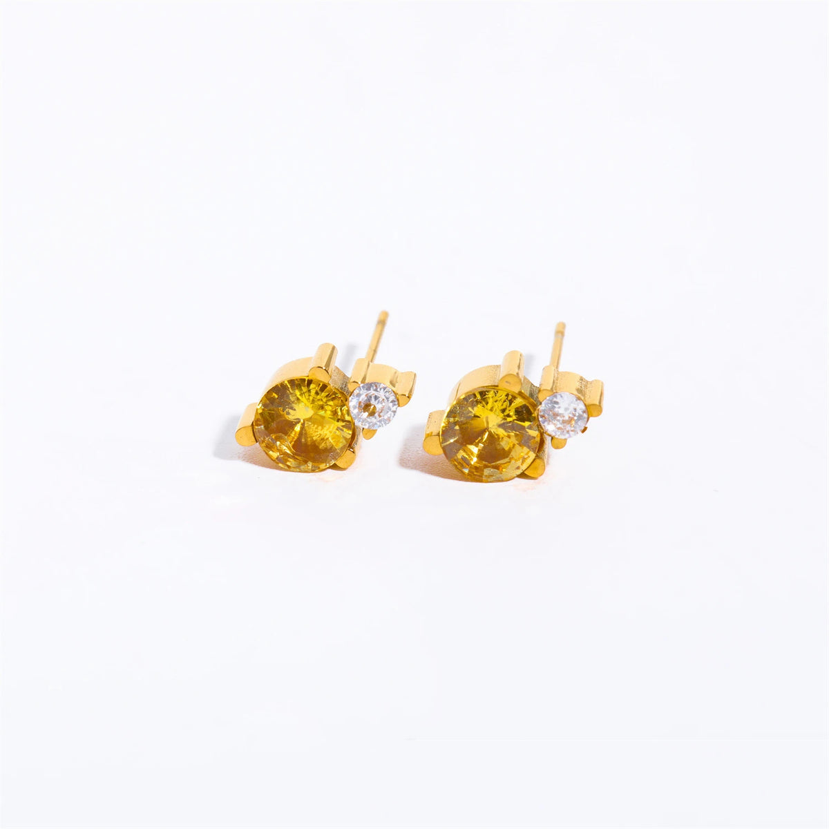 2pc Stainless Steel Cubic Zircon Minimal Birthstone Earrings for Women 12 Zodiac Signs Small Ear Stud Earring Piercing Jewelry