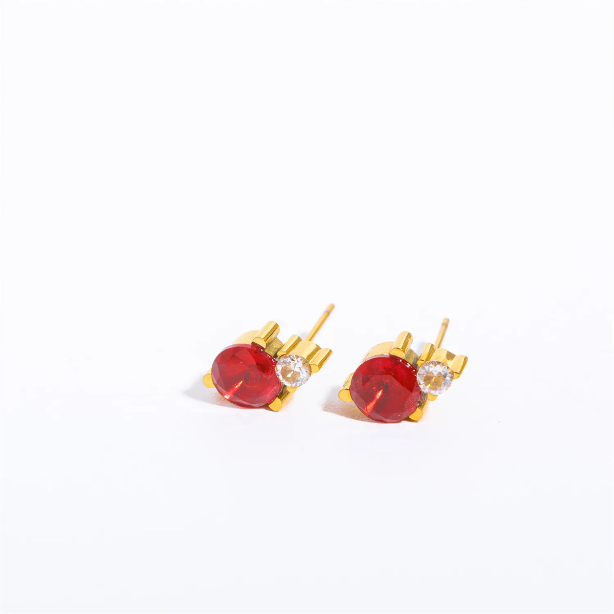 2pc Stainless Steel Cubic Zircon Minimal Birthstone Earrings for Women 12 Zodiac Signs Small Ear Stud Earring Piercing Jewelry