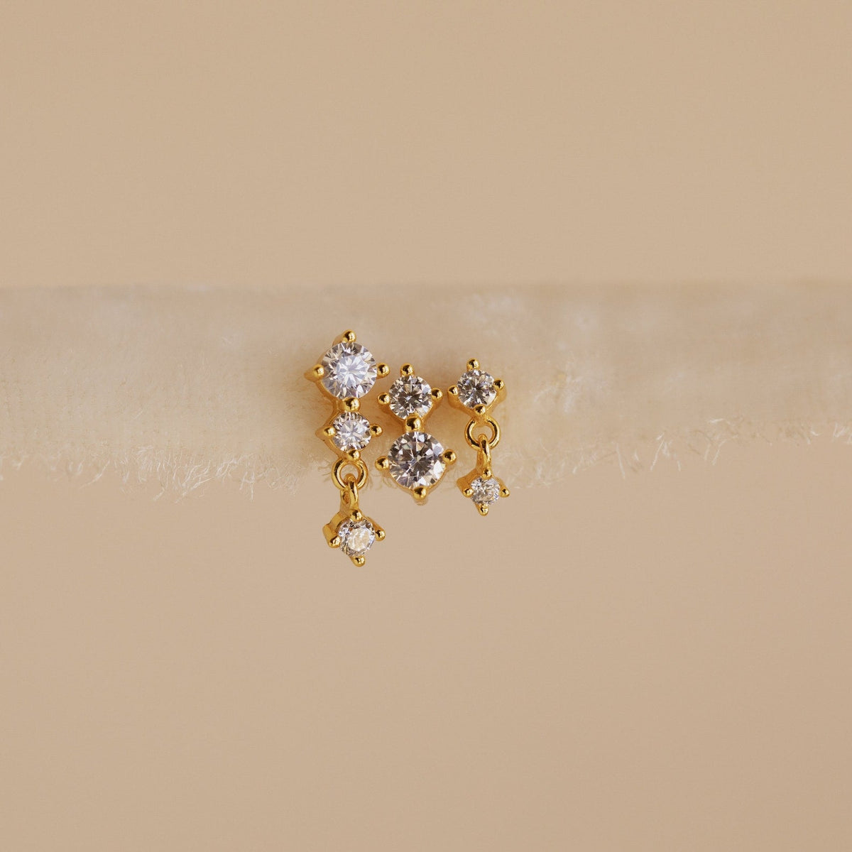 conjunto de 3 brincos de diamante