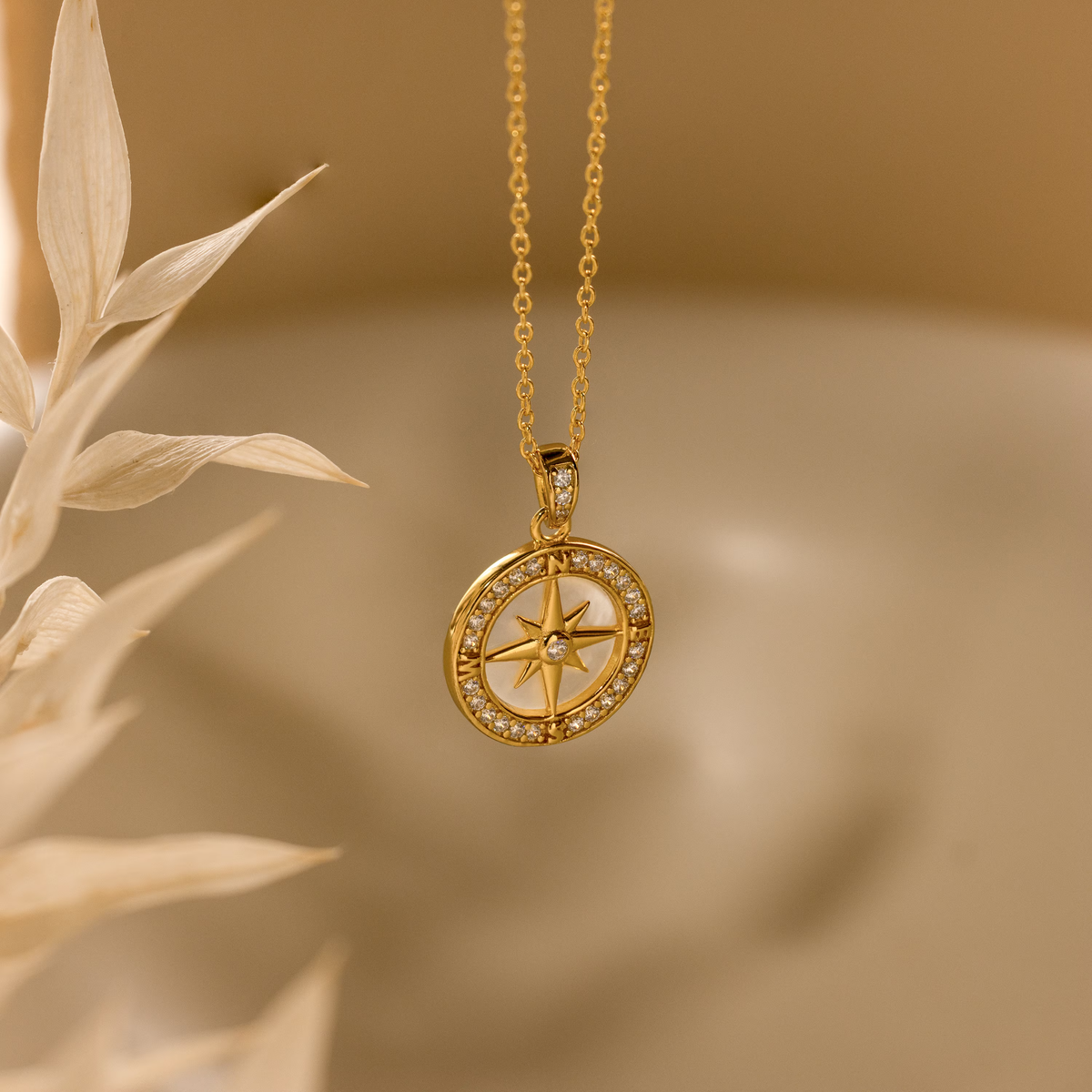 Colar Bússola de Pérolas Pavé