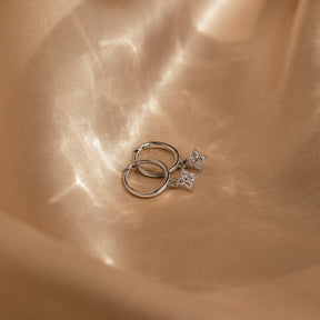 brincos pendentes com flor de diamante