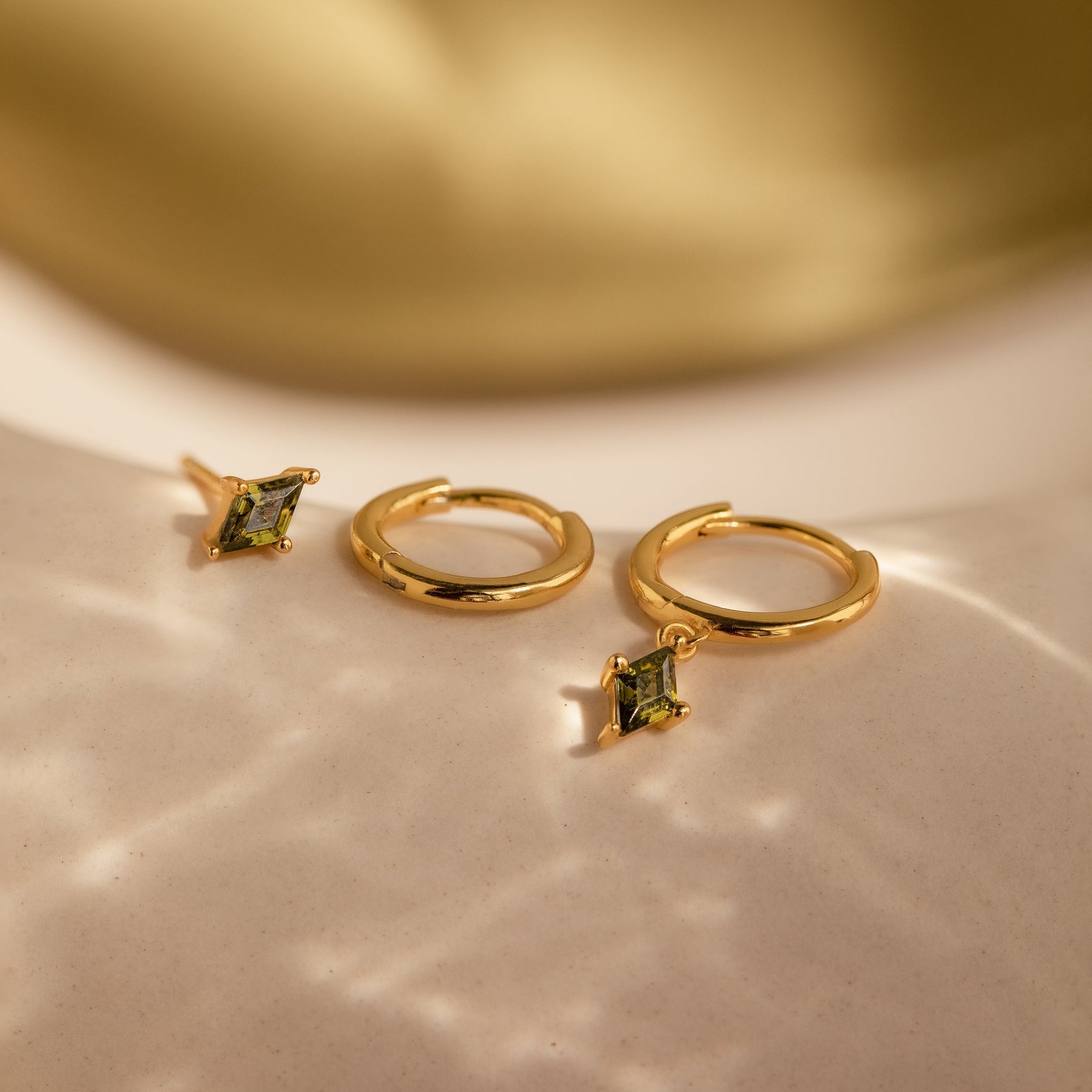 Conjunto de brincos de peridoto