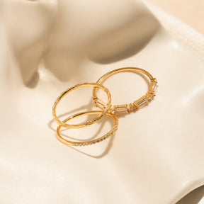 Conjunto de anéis de pedras baguete empilháveis