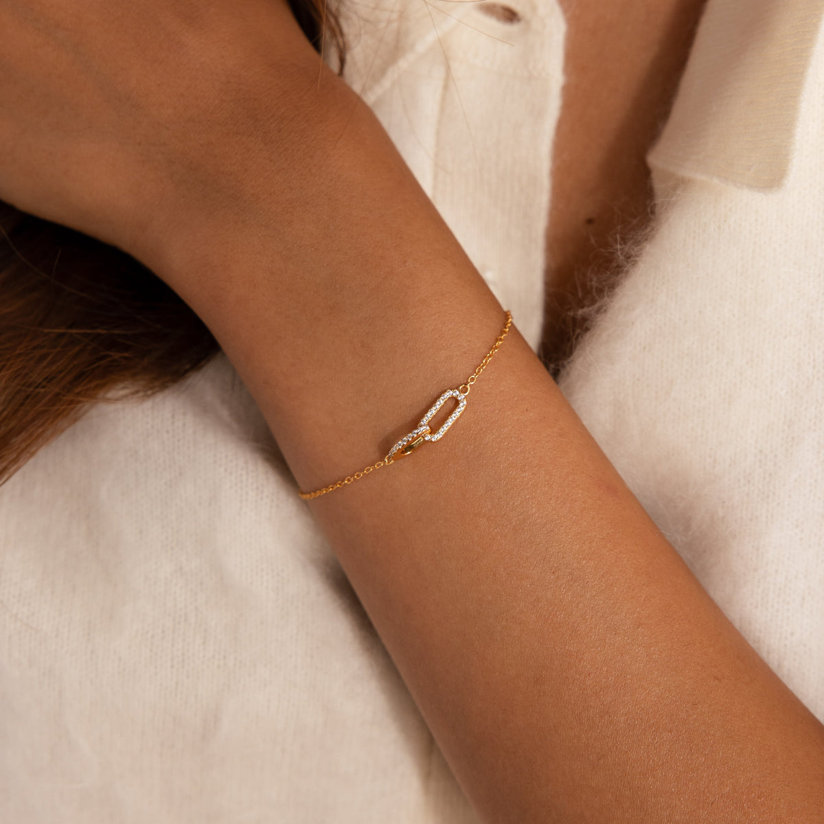 Pulseira com pingente Duo Pave Link