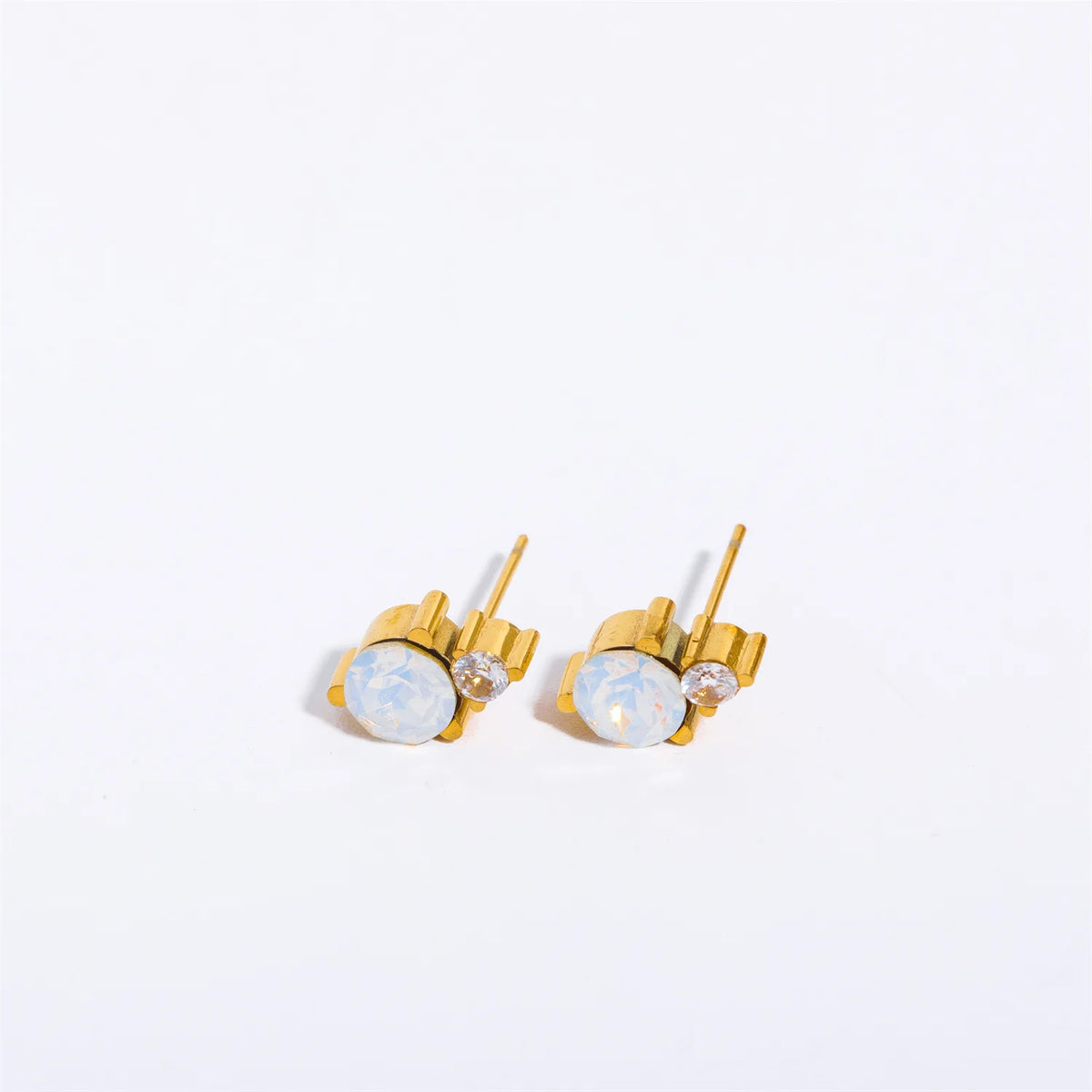 2pc Stainless Steel Cubic Zircon Minimal Birthstone Earrings for Women 12 Zodiac Signs Small Ear Stud Earring Piercing Jewelry