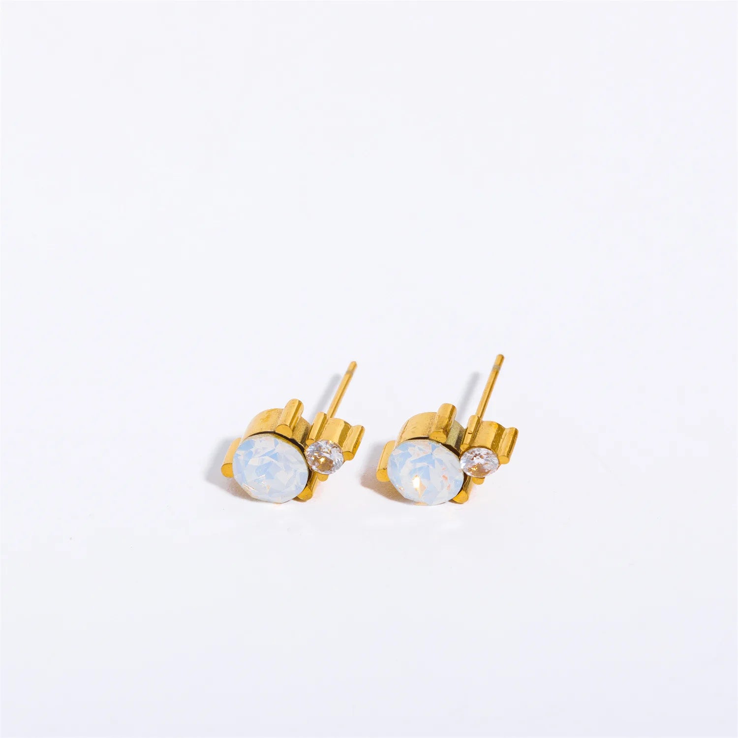 2pc Stainless Steel Cubic Zircon Minimal Birthstone Earrings for Women 12 Zodiac Signs Small Ear Stud Earring Piercing Jewelry