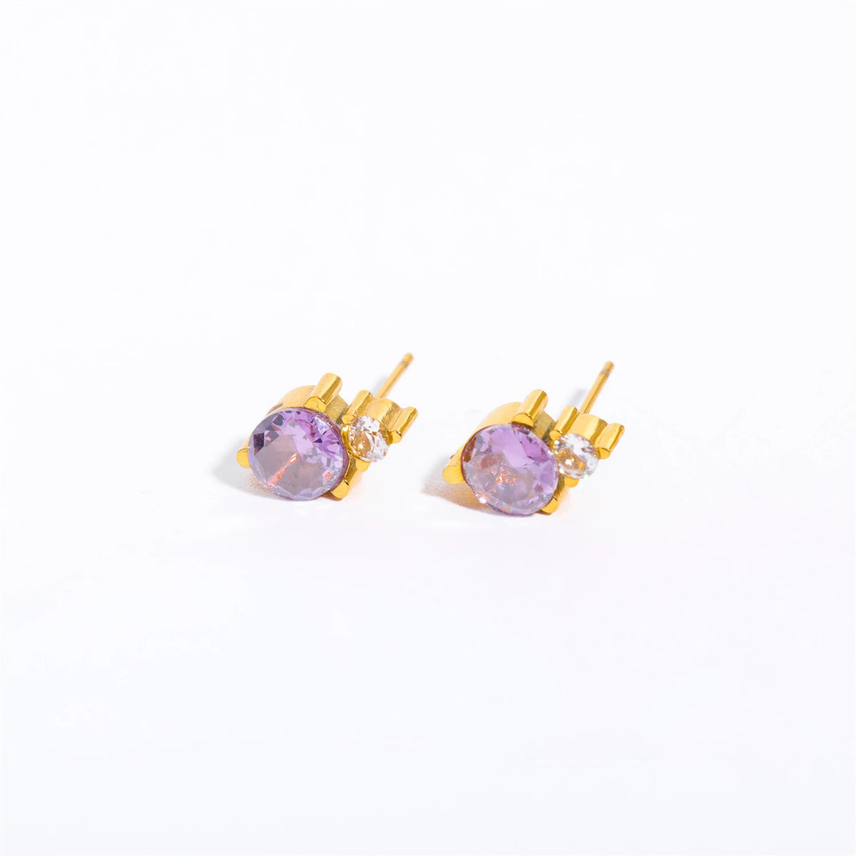 2pc Stainless Steel Cubic Zircon Minimal Birthstone Earrings for Women 12 Zodiac Signs Small Ear Stud Earring Piercing Jewelry