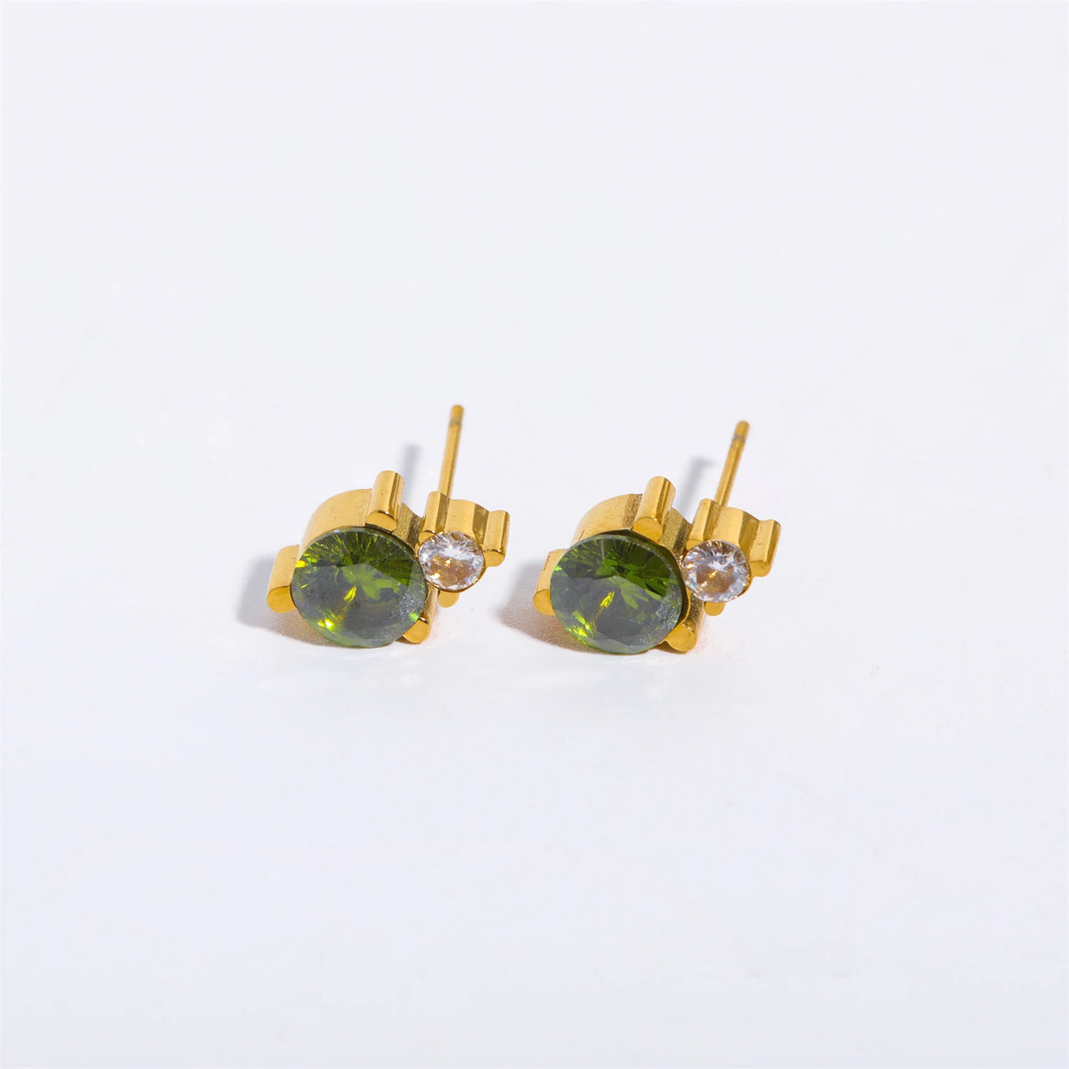 2pc Stainless Steel Cubic Zircon Minimal Birthstone Earrings for Women 12 Zodiac Signs Small Ear Stud Earring Piercing Jewelry