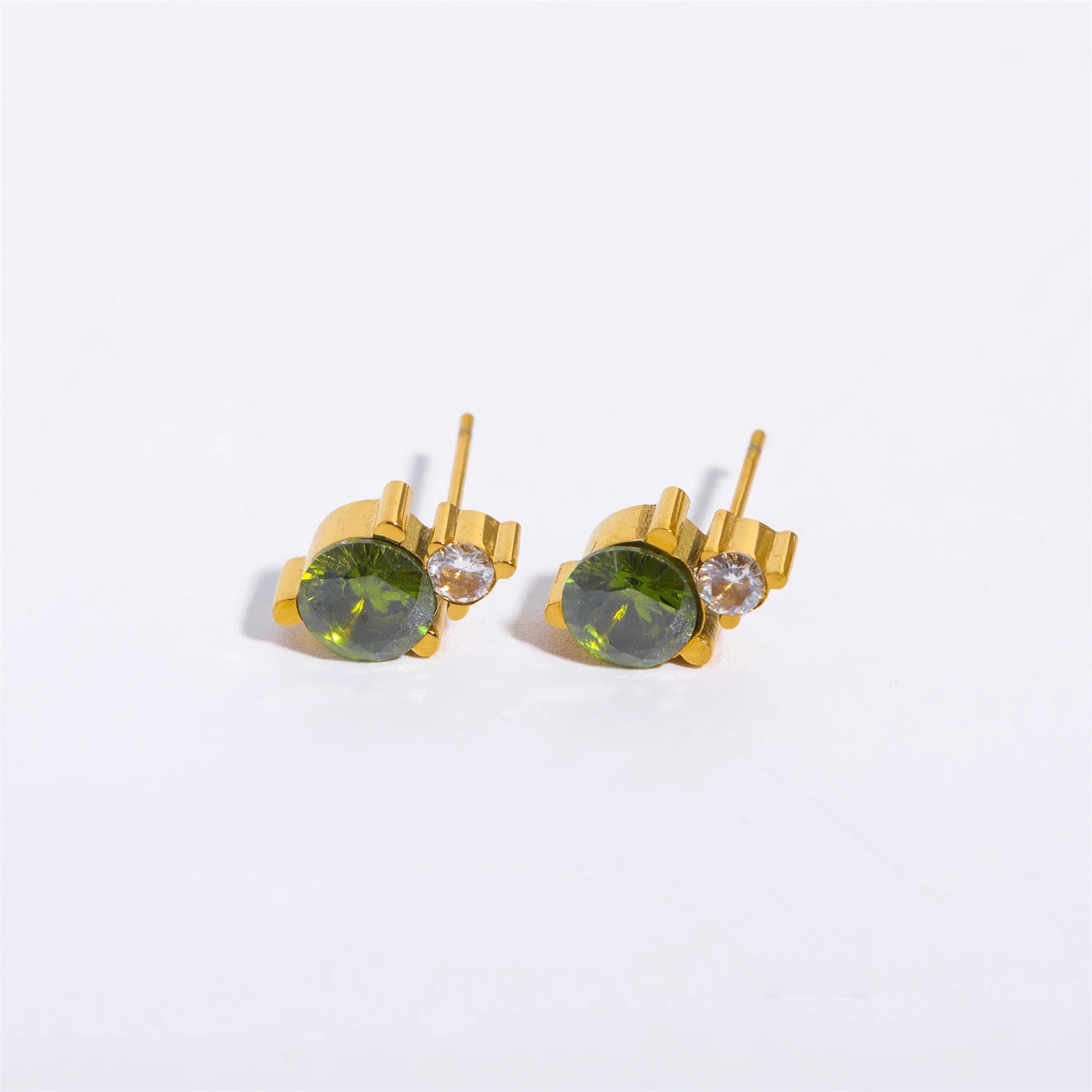 2pc Stainless Steel Cubic Zircon Minimal Birthstone Earrings for Women 12 Zodiac Signs Small Ear Stud Earring Piercing Jewelry