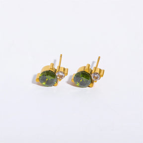2pc Stainless Steel Cubic Zircon Minimal Birthstone Earrings for Women 12 Zodiac Signs Small Ear Stud Earring Piercing Jewelry