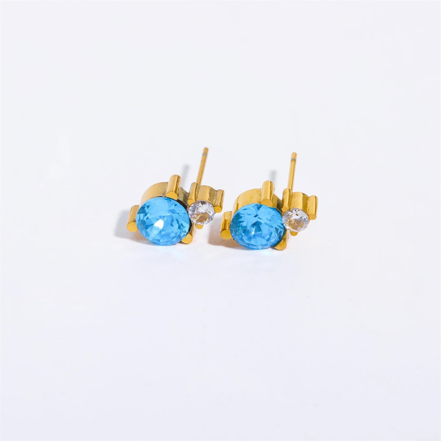 2pc Stainless Steel Cubic Zircon Minimal Birthstone Earrings for Women 12 Zodiac Signs Small Ear Stud Earring Piercing Jewelry