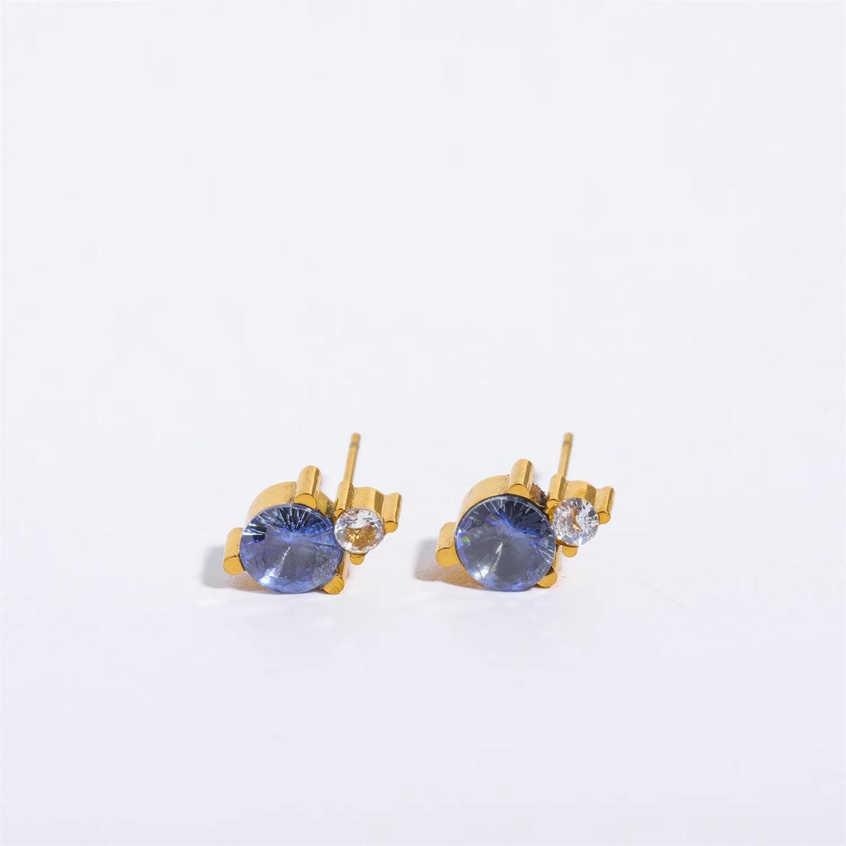 2pc Stainless Steel Cubic Zircon Minimal Birthstone Earrings for Women 12 Zodiac Signs Small Ear Stud Earring Piercing Jewelry