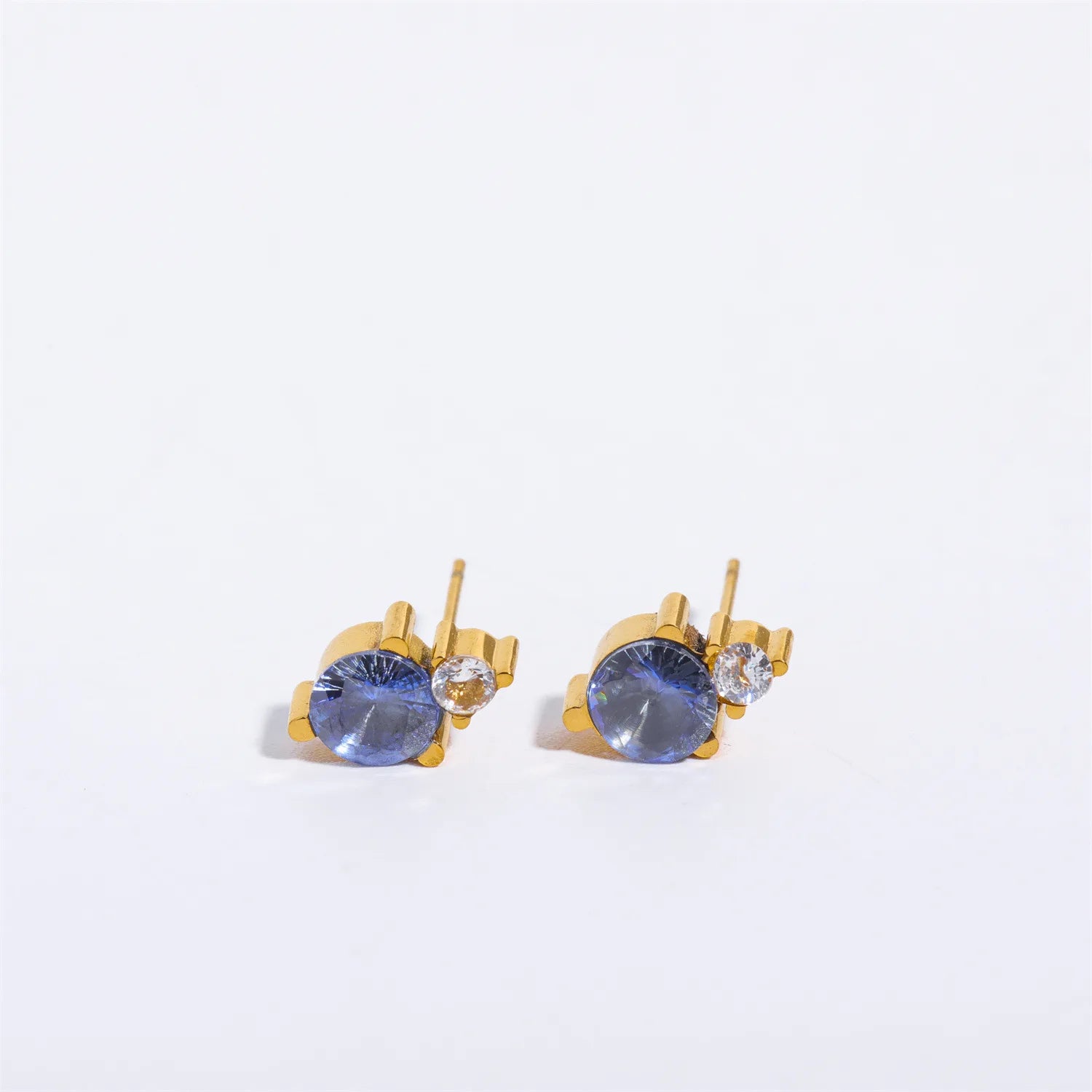 2pc Stainless Steel Cubic Zircon Minimal Birthstone Earrings for Women 12 Zodiac Signs Small Ear Stud Earring Piercing Jewelry