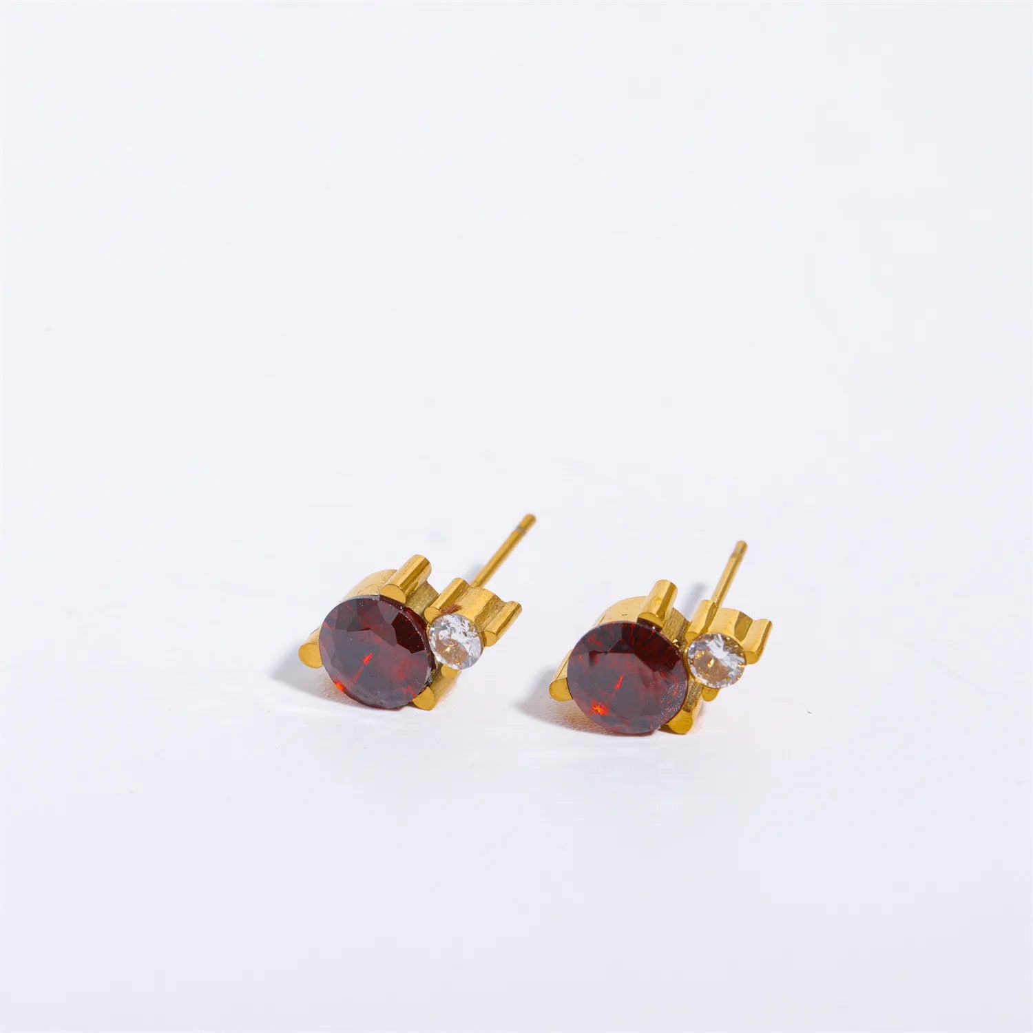 2pc Stainless Steel Cubic Zircon Minimal Birthstone Earrings for Women 12 Zodiac Signs Small Ear Stud Earring Piercing Jewelry