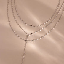 Colar Lariat tipo laço em camadas brilhante
