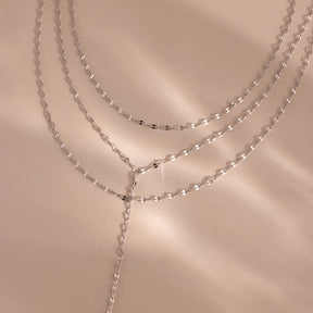 Colar Lariat tipo laço em camadas brilhante