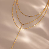 Colar Lariat tipo laço em camadas brilhante
