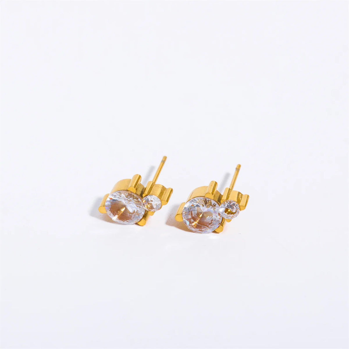 2pc Stainless Steel Cubic Zircon Minimal Birthstone Earrings for Women 12 Zodiac Signs Small Ear Stud Earring Piercing Jewelry