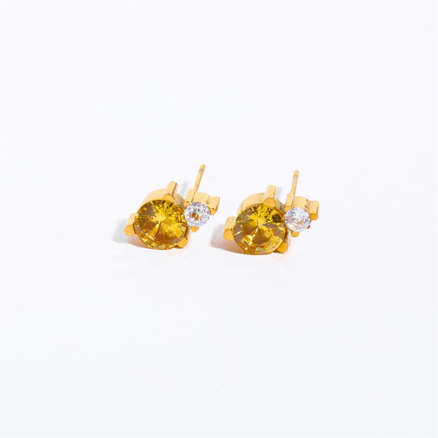 2pc Stainless Steel Cubic Zircon Minimal Birthstone Earrings for Women 12 Zodiac Signs Small Ear Stud Earring Piercing Jewelry