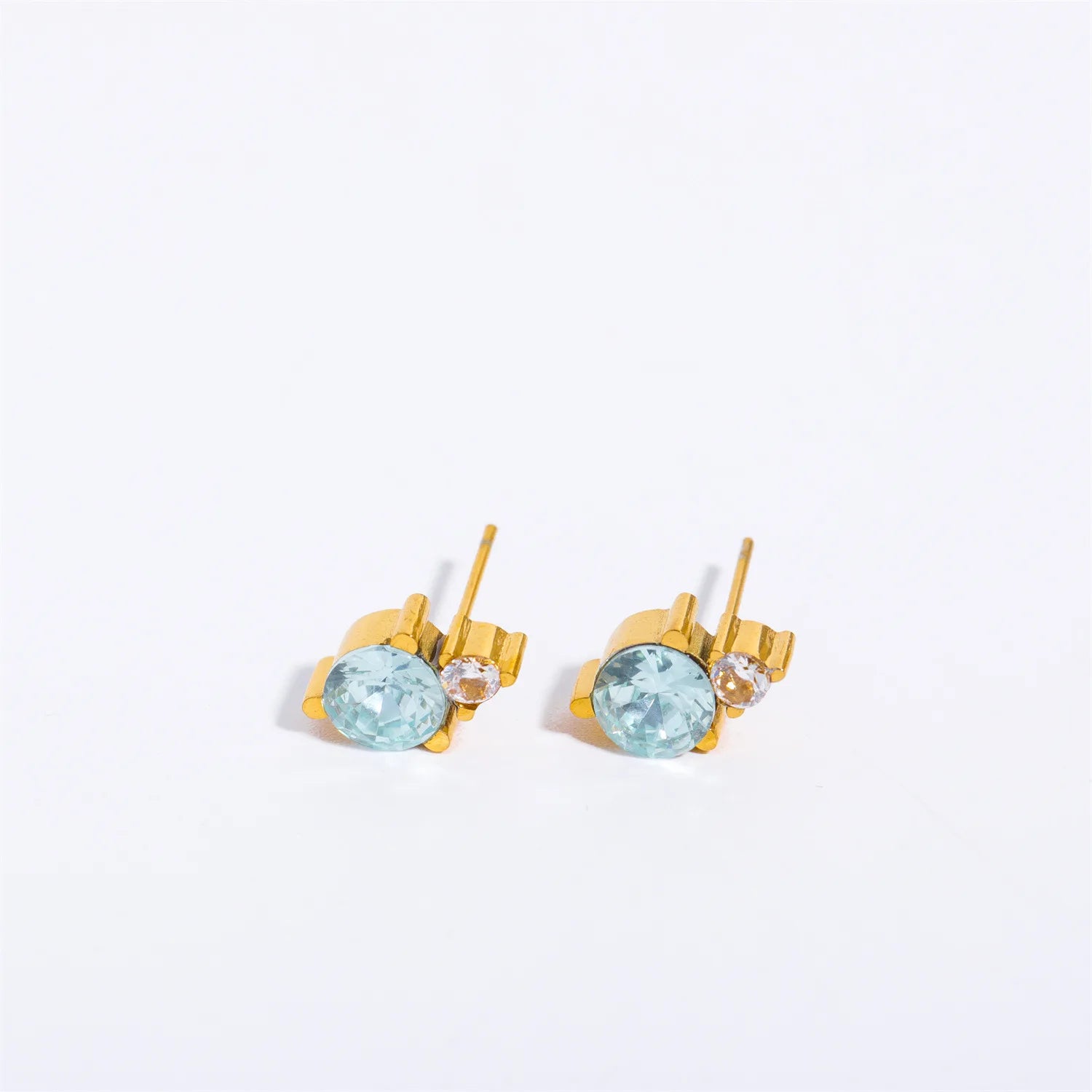 2pc Stainless Steel Cubic Zircon Minimal Birthstone Earrings for Women 12 Zodiac Signs Small Ear Stud Earring Piercing Jewelry