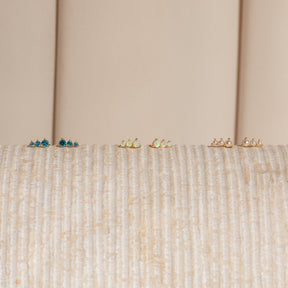 Triple Birthstone Studs