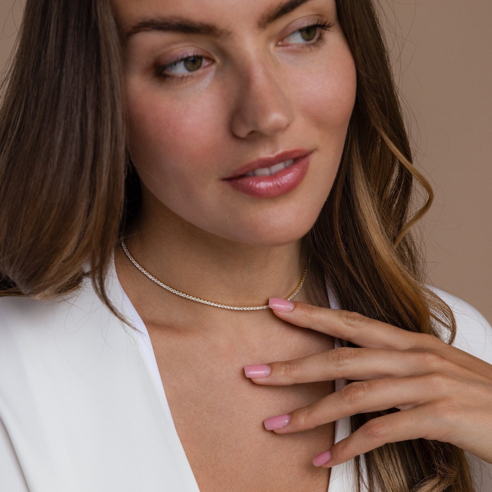 Colar Gargantilha com Diamantes