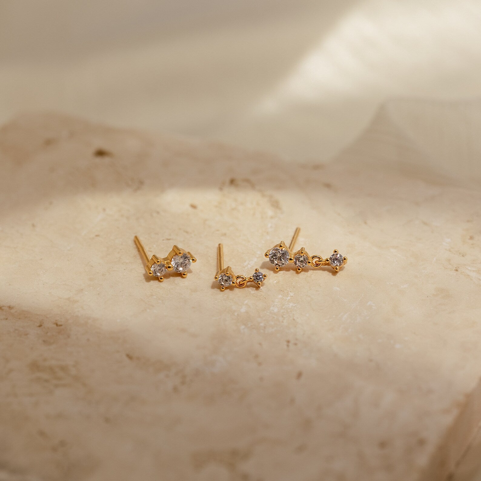 conjunto de 3 brincos de diamante