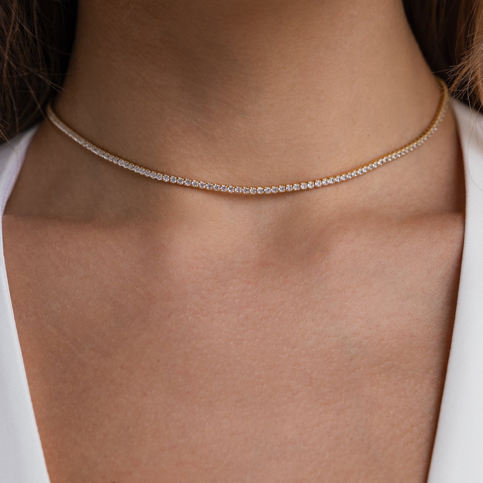 Colar Gargantilha com Diamantes