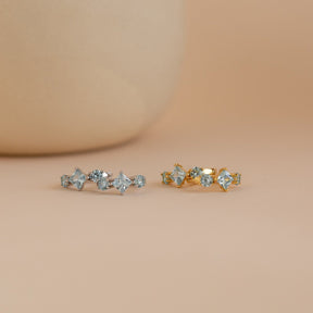 Brincos com Diamantes Água-Marinha