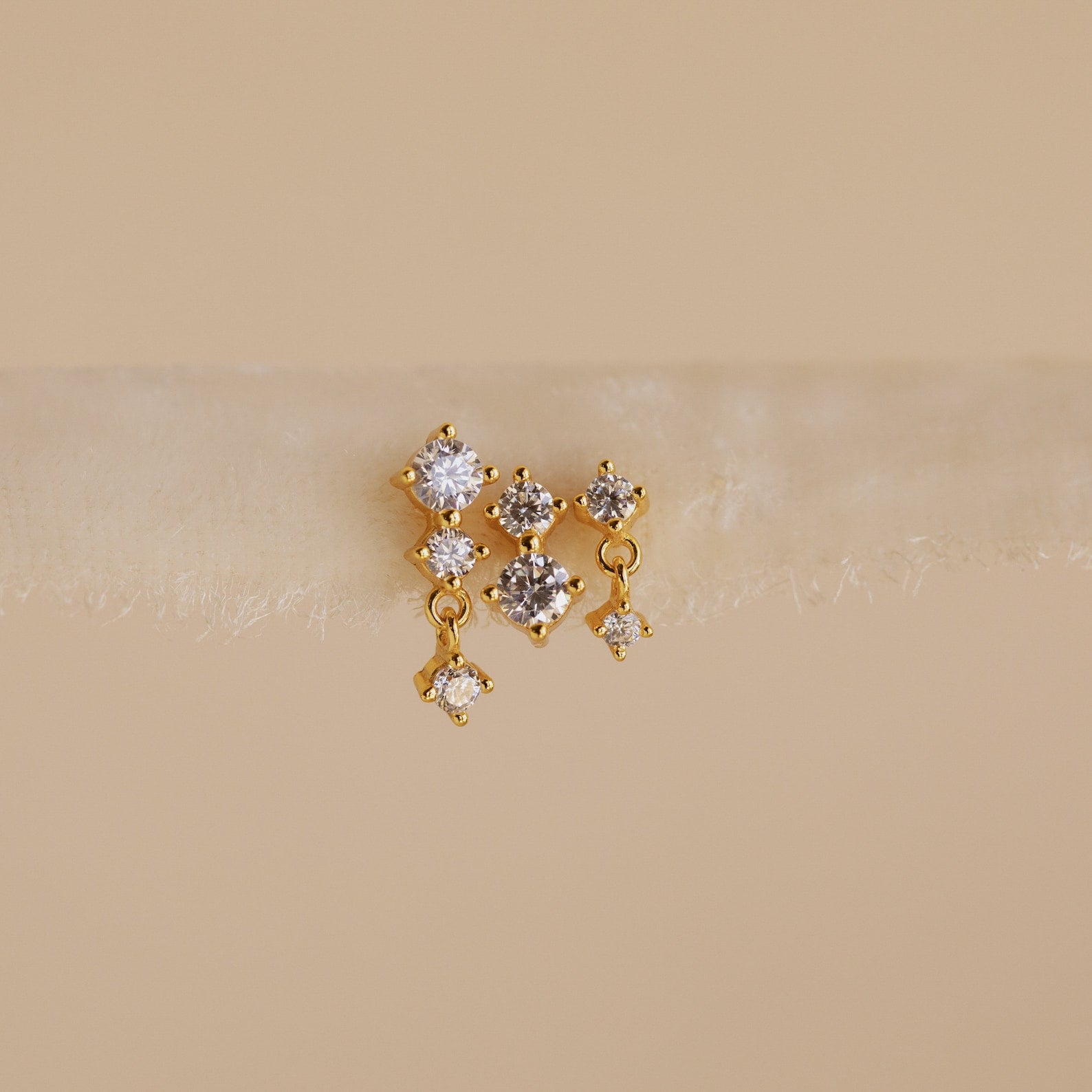 conjunto de 3 brincos de diamante