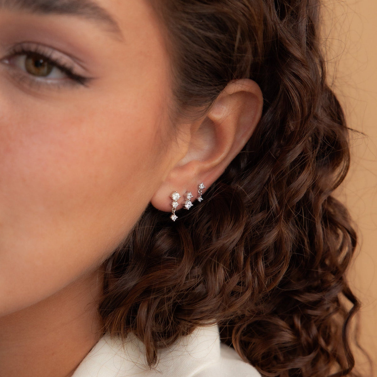 conjunto de 3 brincos de diamante