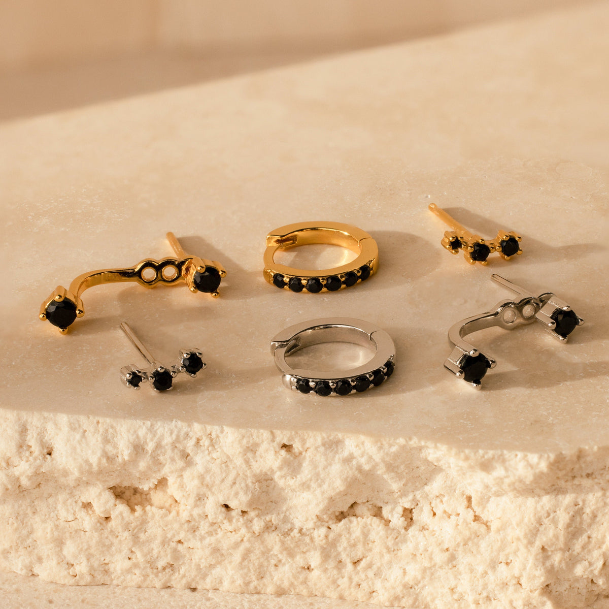Conjunto de brincos de diamante negro