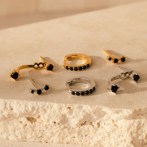 Conjunto de brincos de diamante negro