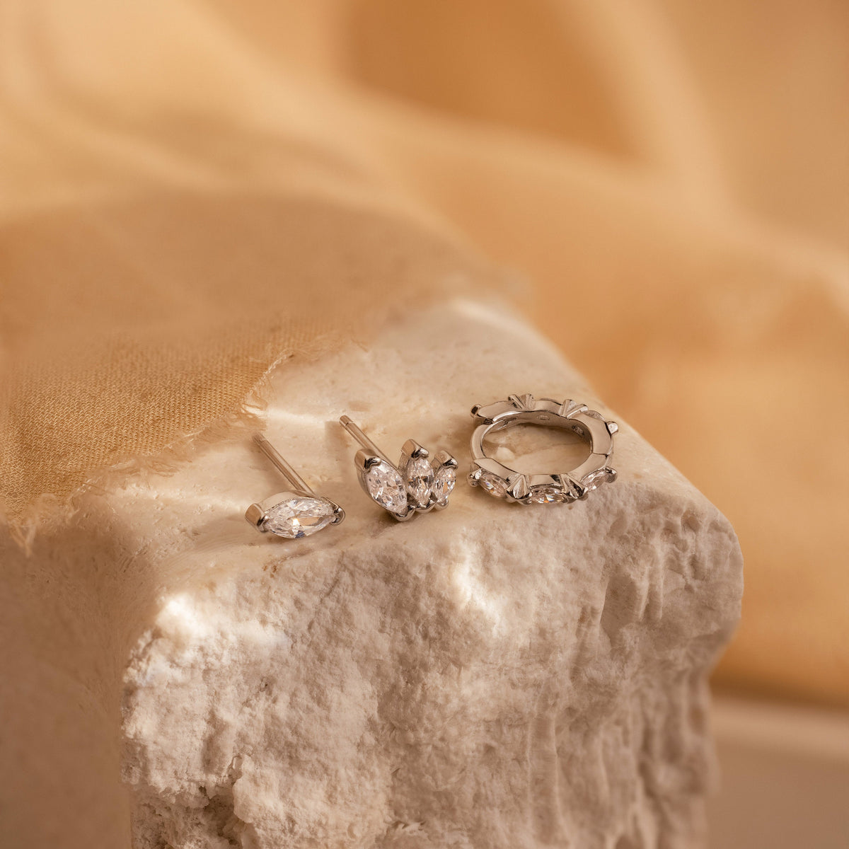 Conjunto de brincos de diamante Marquise