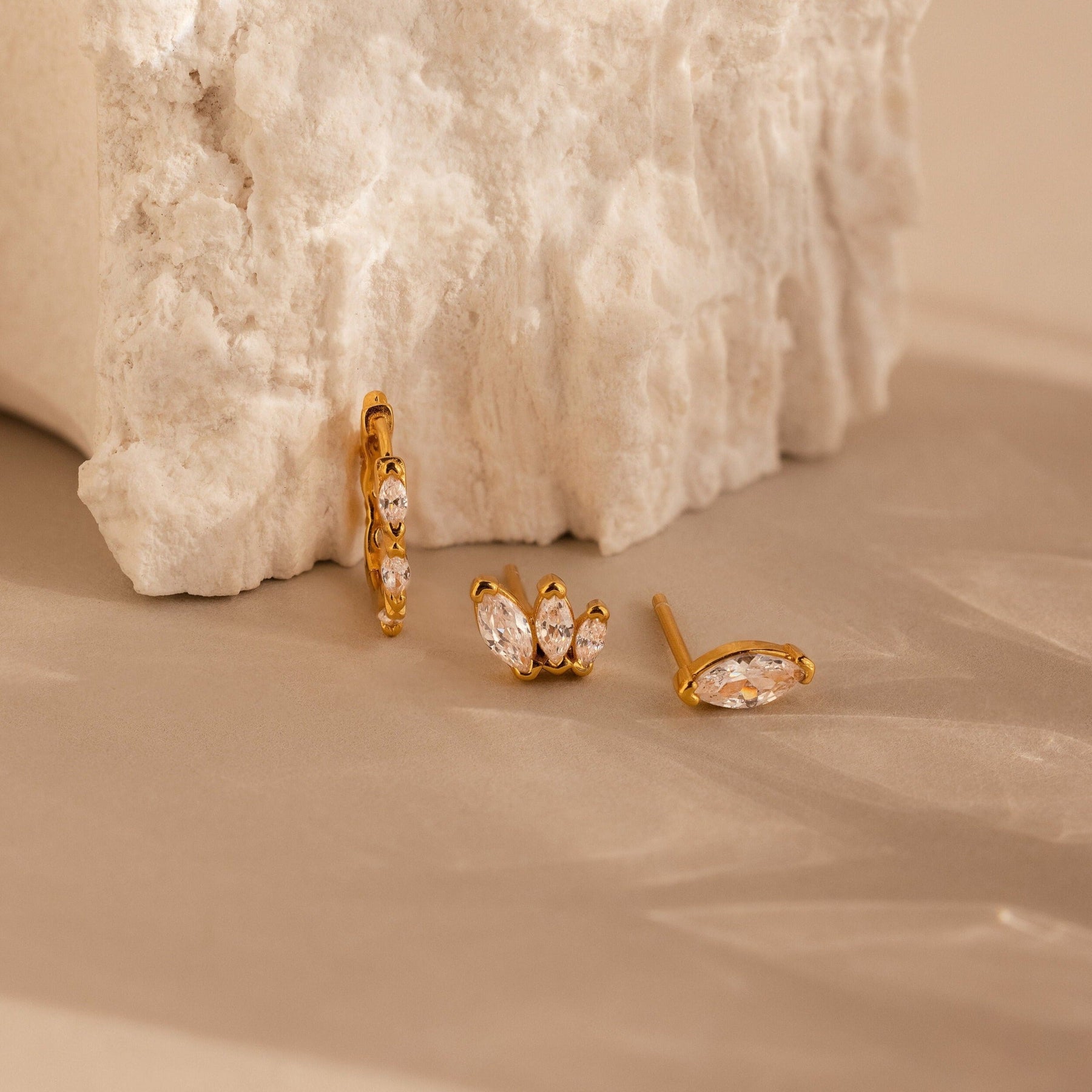 Conjunto de brincos de diamante Marquise