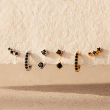 Conjunto de brincos de diamante negro