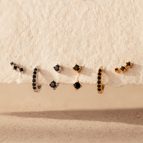 Conjunto de brincos de diamante negro