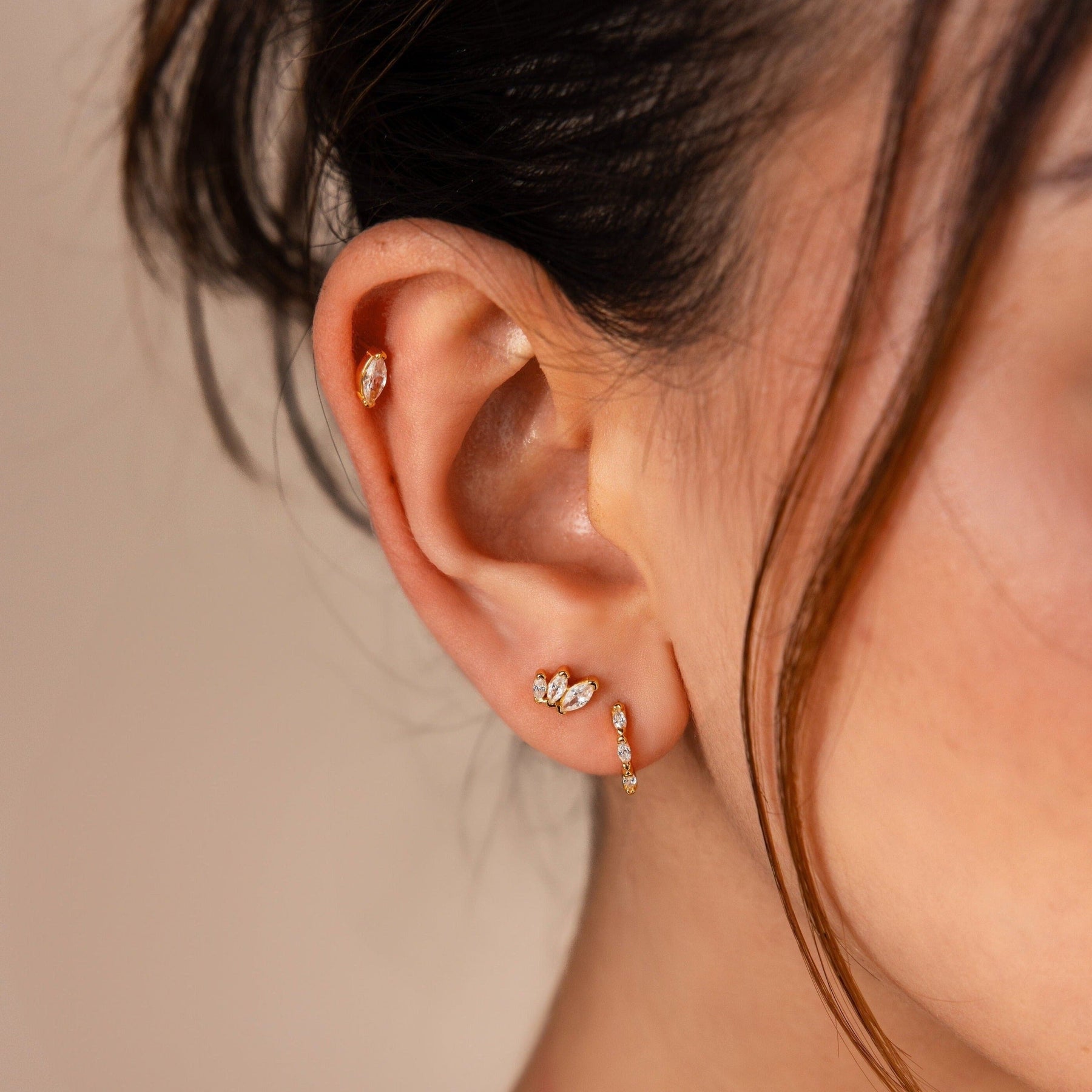 Conjunto de brincos de diamante Marquise