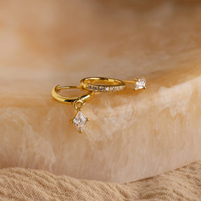 Conjunto de brincos cravejados de diamantes
