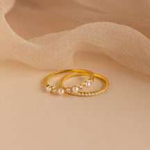 Conjunto de anéis empilháveis de pérolas Pave