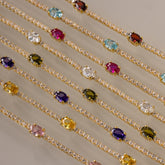 Pulseira com diamante e pedra de nascimento