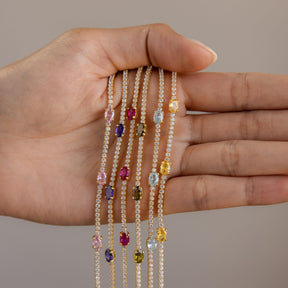 Pulseira com diamante e pedra de nascimento