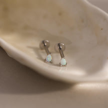Brincos de Pressão com Pingente de Gota de Opala