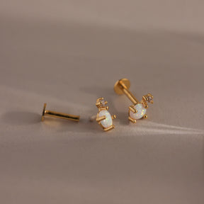 Brincos de Pressão com Opala e Diamante