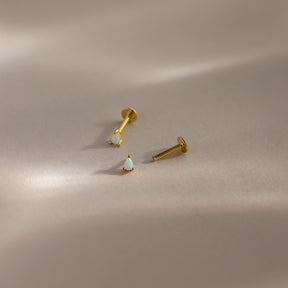 Brincos de Pressão com Pingente de Gota de Opala