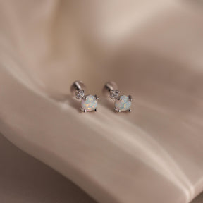Brincos de Pressão com Opala e Diamante