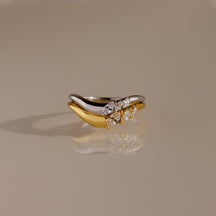 Conjunto de anéis com diamantes em metal misto