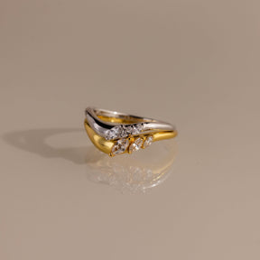 Conjunto de anéis com diamantes em metal misto
